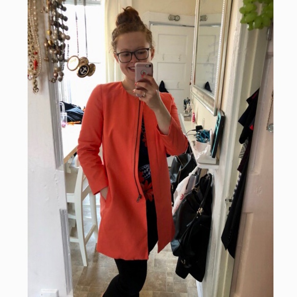 J. Crew coral spring coat